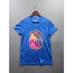 RunDisney Aurora Princess Half Marathon Blue V Neck T Shirt Womens Small
